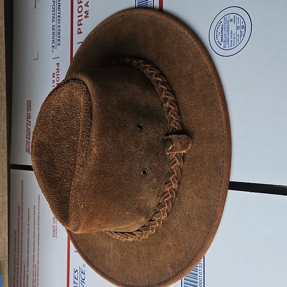 Men’s leather brown hat Men Large Braided Leather Band - Picture 1 of 10